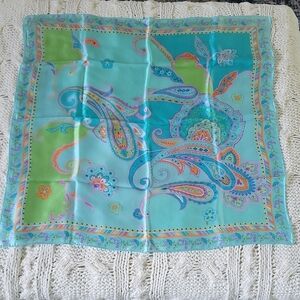 Talbots Vintage Paisley Pattern Multicolor 100% Silk 26 X 26 Scarf